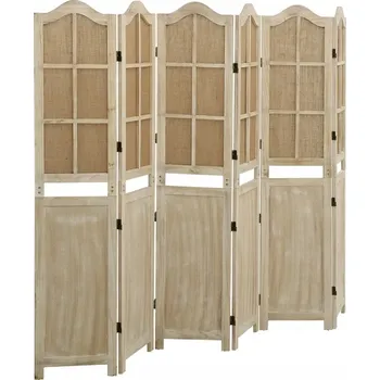 Paraván Vintage Dělicí Stěna - Paraván Retro 6 Panelů 214x165 cm, Hnědá