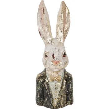 Bytová dekorace Dekorace busta králík se zlatým třpytem - 13*12*32 cm