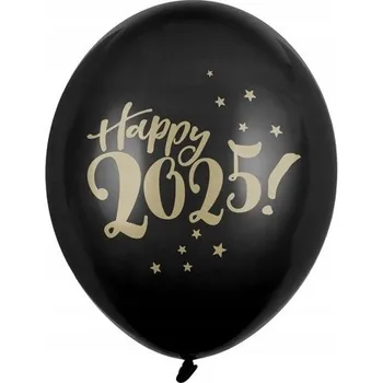 Balónek Balónky 30 cm, Happy 2025!, Pastel Black (1 balení / 6 ks)