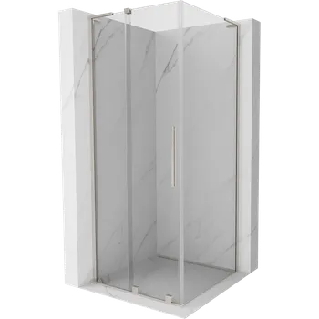 Mexen Velar L sprchový kout posuvný 90 x 90 cm, transparentní, kartáčovaný nikl - 871-090-090-03-97 Sprchové kouty