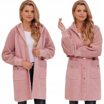 Dámský kabát Soprato dámský kabát růžový oversize s kapucí univerzální velikost