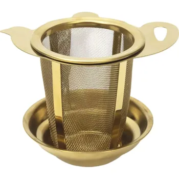 Cedník a síto Čajový filtr, zlatý, výška: 95 mm, délka: 95 mm, šířka: 75 mm