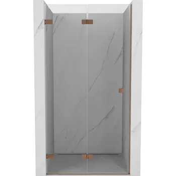 Sprchové dveře Mexen Lunar-F skládací sprchové dveře levé 85 cm, transparentní, kartáčovaná měď - 836-085-000-65-00-L Sprchové dveře