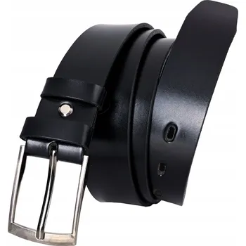 Opasek KOŽENÝ Pásek Pánský 3,5 cm Klasický Džínový oblek ČERNÝ Univerzální