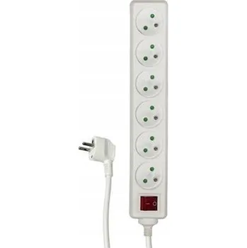 Napájecí kabel Prodlužovací Kabel přívod s lištou DPM 3 m 6 ks zásuvek bílý