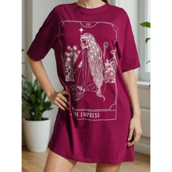 Dámské noční prádlo Sinsay - Bavlněná noční košilka - mahaghonová - 186FM-93X - 186FM-93X-XS