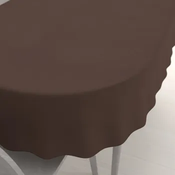 ubrus Velký dekorační oválný ubrus BKS-409 Čokoládově hnědý 200x260 cm