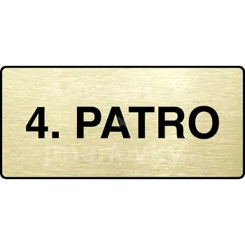Značení Zlatý piktogram "4. PATRO" s černým textem a rámečkem -