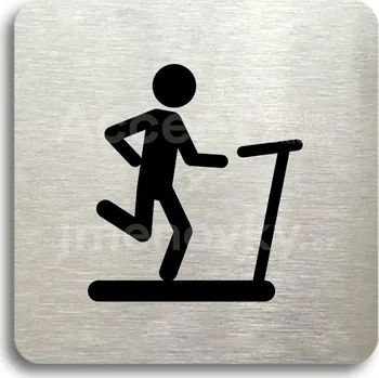 Informační tabulka Stříbrný piktogram "fitness VII" s černým textem bez rámečku -