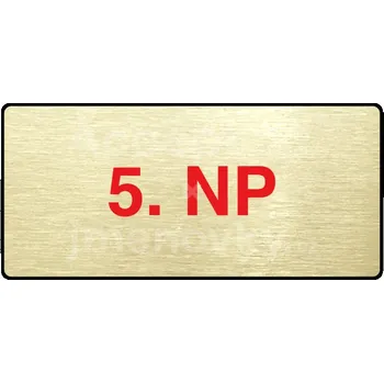 Informační tabulka Zlatý piktogram "5. NP" s červeným textem a rámečkem -