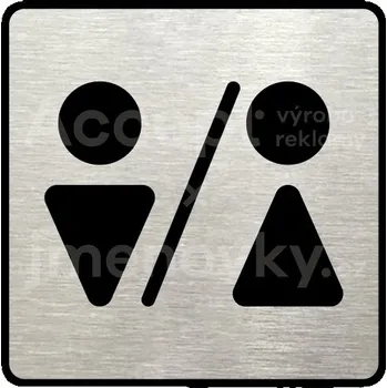 Značení Stříbrný piktogram "WC muži, ženy III" s černým&nbsp;textem a rámečkem&nbsp;-