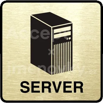 Značení Zlatý piktogram "server" s černým textem a rámečkem -