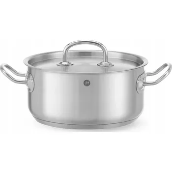NÍZKÝ ŠIROKÝ HRNEC S POKLICÍ, GASTRONOMICKÁ OCEL, 2,9L, 20CM HENDI