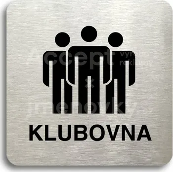 Informační tabulka Stříbrný piktogram "klubovna II" s černým textem bez rámečku -