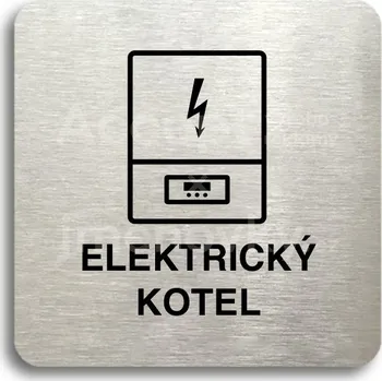 Informační tabulka Stříbrný piktogram "elektrický kotel" s černým&nbsp;textem bez rámečku -