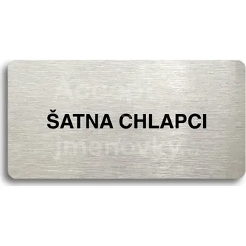 Informační tabulka Stříbrný piktogram "ŠATNA CHLAPCI" s černým&nbsp;textem bez rámečku -