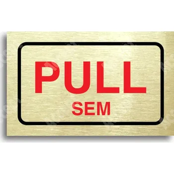 Informační tabulka Zlatý piktogram "SEM - TAM - typ 18" s červeným textem a rámečkem - 80 x 50 mm