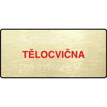 Značení Zlatý&nbsp;piktogram "TĚLOCVIČNA" s červeným textem a rámečkem&nbsp;-
