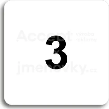 Informační tabulka Bílý piktogram "číslo" s černým textem bez rámečku&nbsp;-