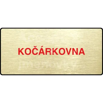 Informační tabulka Zlatý&nbsp;piktogram "KOČÁRKOVNA" s červeným textem a rámečkem&nbsp;-