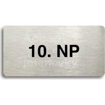 Značení Stříbrný piktogram "10. NP" s černým&nbsp;textem bez rámečku -