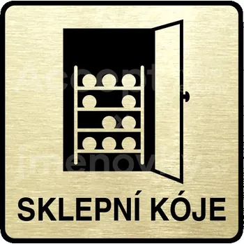 Informační tabulka Zlatý piktogram "sklepní kóje IV" s černým textem a rámečkem - 80 x 80 mm