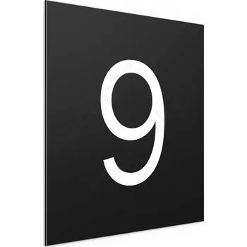 Informační tabulka Označení podlaží - číslo "9" (300 x 300 mm) - černá tabulka - bílý popis