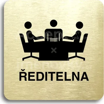 Značení Zlatý piktogram "ředitelna" s černým textem bez rámečku -
