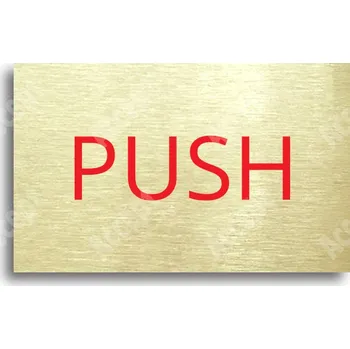 Informační tabulka Zlatý piktogram "SEM - TAM - typ 31" s červeným textem bez rámečku - 80 x 50 mm