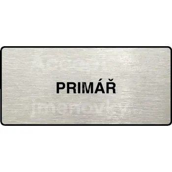 Informační tabulka Stříbrný piktogram "PRIMÁŘ" s černým&nbsp;textem a rámečkem&nbsp;-