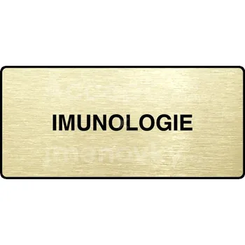 Informační tabulka Zlatý piktogram "IMUNOLOGIE" s černým textem a rámečkem -