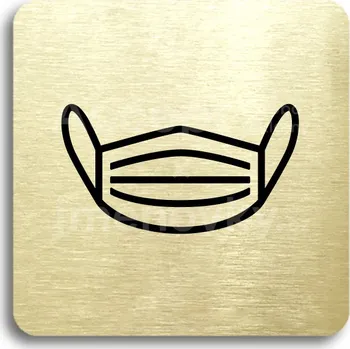 Informační tabulka Zlatý piktogram "rouška IV" s černým textem bez rámečku -