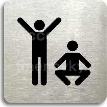 Informační tabulka Stříbrný piktogram "tělocvična" s černým textem bez rámečku -