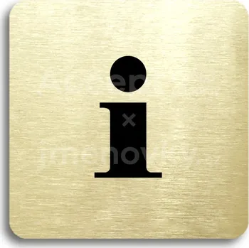 Informační tabulka Zlatý piktogram "informace" s černým textem bez rámečku -