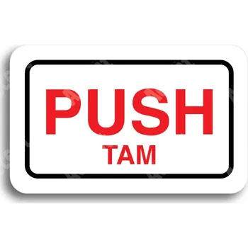 Informační tabulka Bílý piktogram "SEM - TAM - typ 07" s červeným textem a rámečkem - 80 x 50 mm