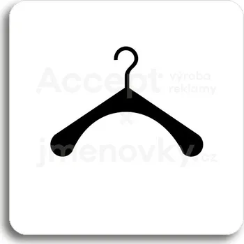 Informační tabulka Bílý piktogram "šatna" s černým textem bez rámečku&nbsp;-