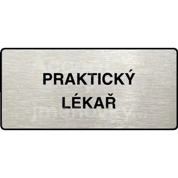 Informační tabulka Stříbrný piktogram "PRAKTICKÝ LÉKAŘ" s černým&nbsp;textem a rámečkem&nbsp;-