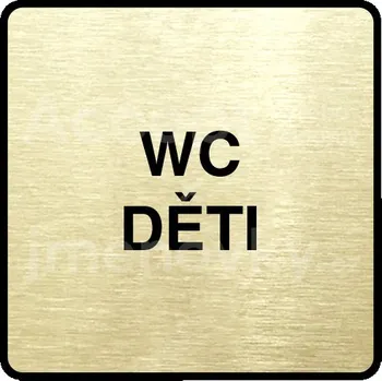 Informační tabulka Zlatý piktogram "WC děti" s černým&nbsp;textem a rámečkem&nbsp;-