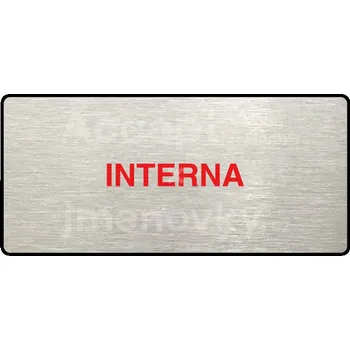 Informační tabulka Stříbrný&nbsp;piktogram "INTERNA" s červeným textem a rámečkem&nbsp;-