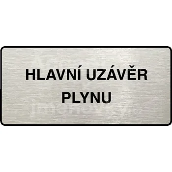 Informační tabulka Stříbrný piktogram "HLAVNÍ UZÁVĚR PLYNU" s černým textem a rámečkem - 160 x 80 mm