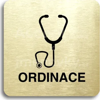 Informační tabulka Zlatý piktogram "ordinace IV" s černým&nbsp;textem bez rámečku&nbsp;-