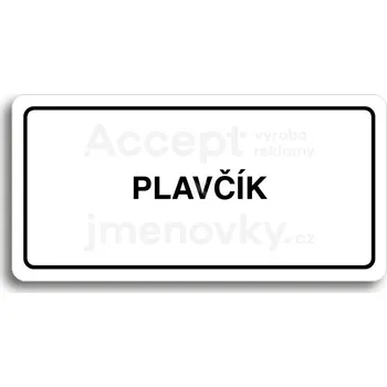 Informační tabulka Bílý piktogram "PLAVČÍK" s černým textem a rámečkem&nbsp;-