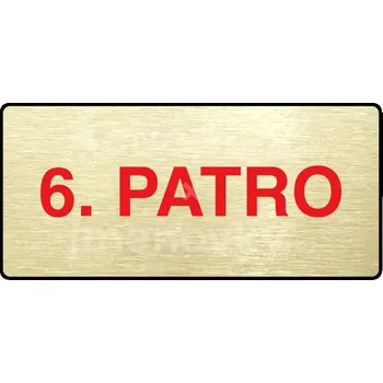 Informační tabulka Zlatý&nbsp;piktogram "6. PATRO" s červeným textem a rámečkem&nbsp;-