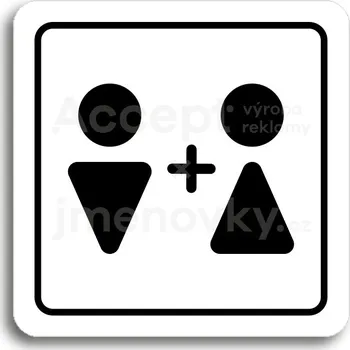 Značení Bílý piktogram "WC muži, ženy IV" s černým textem a rámečkem&nbsp;-