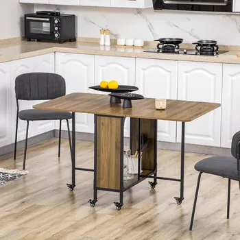 Jídelní stůl HOMCOM Mobilní skládací jídelní stůl, hnědý 496224