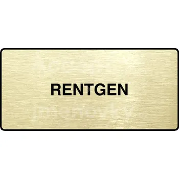 Informační tabulka Zlatý piktogram "RENTGEN" s černým textem a rámečkem -