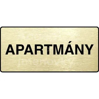 Informační tabulka Zlatý piktogram "APARTMÁNY" s černým textem a rámečkem -