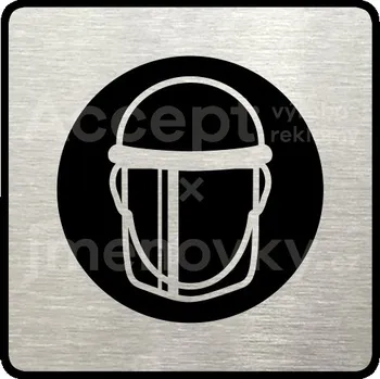 Informační tabulka Stříbrný piktogram "ochranný štít IV" s černým&nbsp;textem a rámečkem&nbsp;-