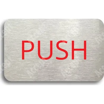 Informační tabulka Stříbrný piktogram "SEM - TAM - typ 23" s červeným textem bez rámečku - 80 x 50 mm