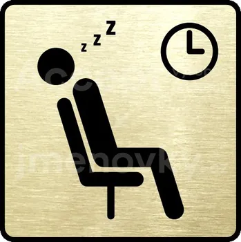 Informační tabulka Zlatý piktogram "čekárna VIII" s černým textem a rámečkem -